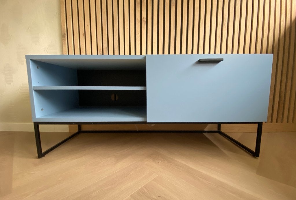 Tv/gaming kastje | blauw | bergruimte | 118cm | goede staat, Ophalen, 100 tot 150 cm, Zo goed als nieuw, Minder dan 100 cm