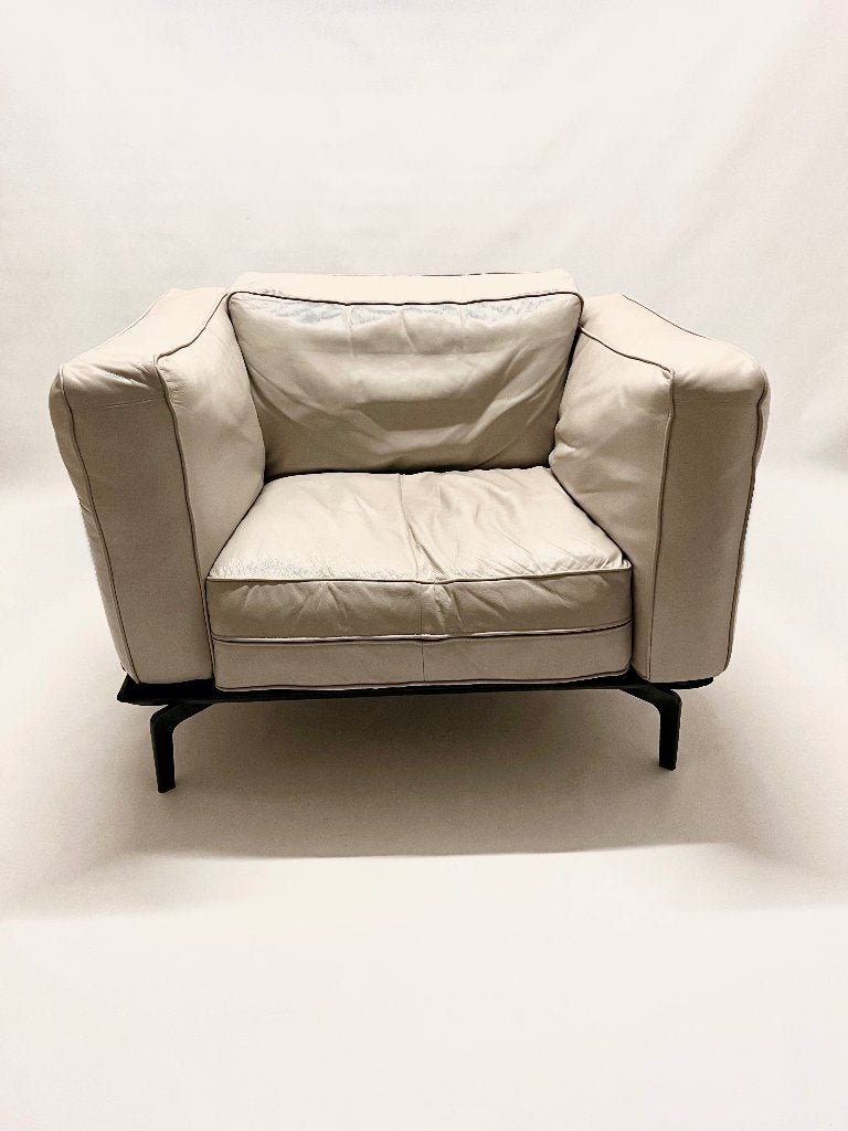 Avalon Camerich club full leder en poef, Ophalen, 125 cm of meer, Rond, Leer
