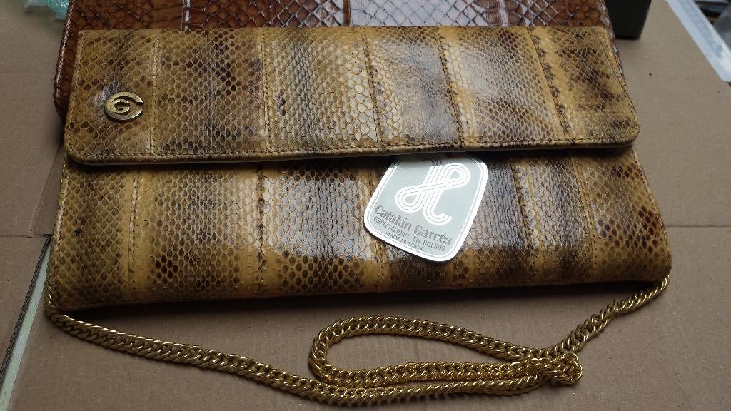 Dames Handtas CLUTCH <> Enveloppe MODEL met Ketting, Ophalen of Verzenden, Gebruikt, Beige, Avondtasje