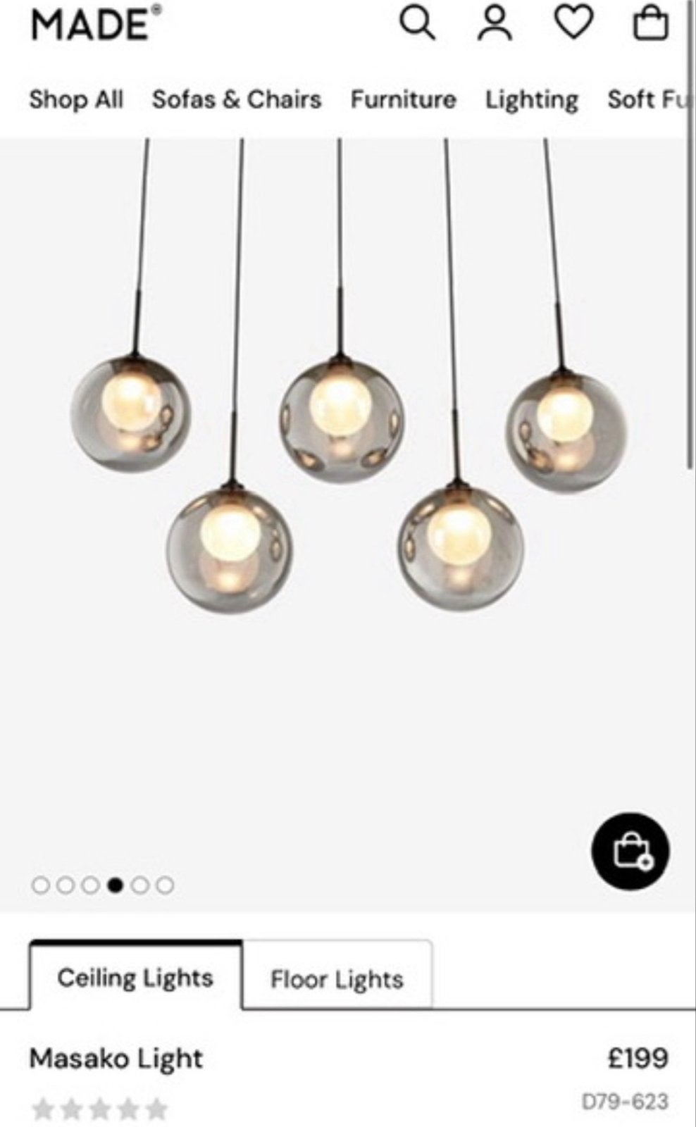 Moderne hanglamp met 5 glazen bollen - Masako, Ophalen of Verzenden, Zo goed als nieuw, Glas, 75 cm of meer