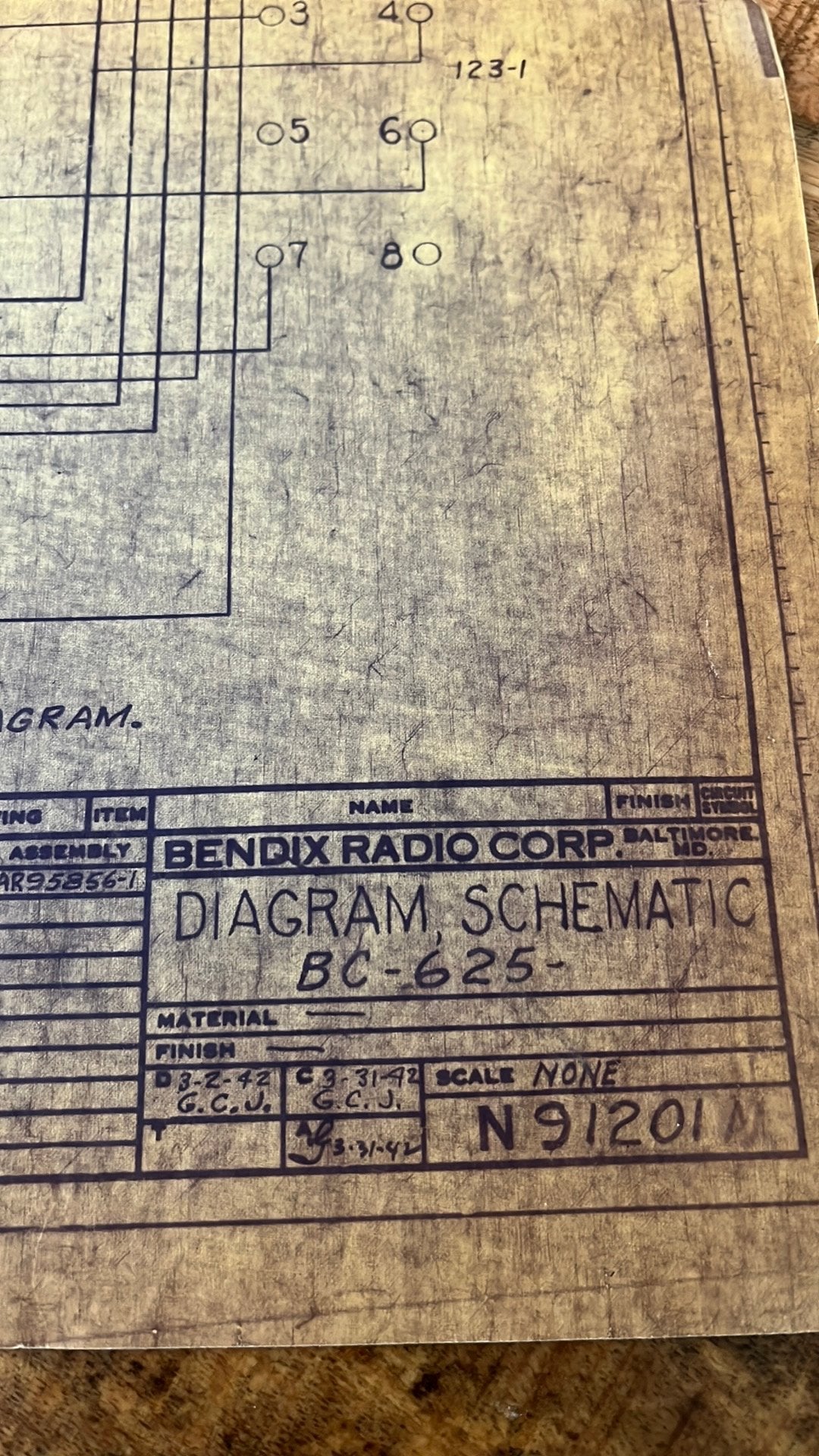 Orginele blauwdruk bc625 zendontvanger 1942, Ophalen of Verzenden, Gebruikt