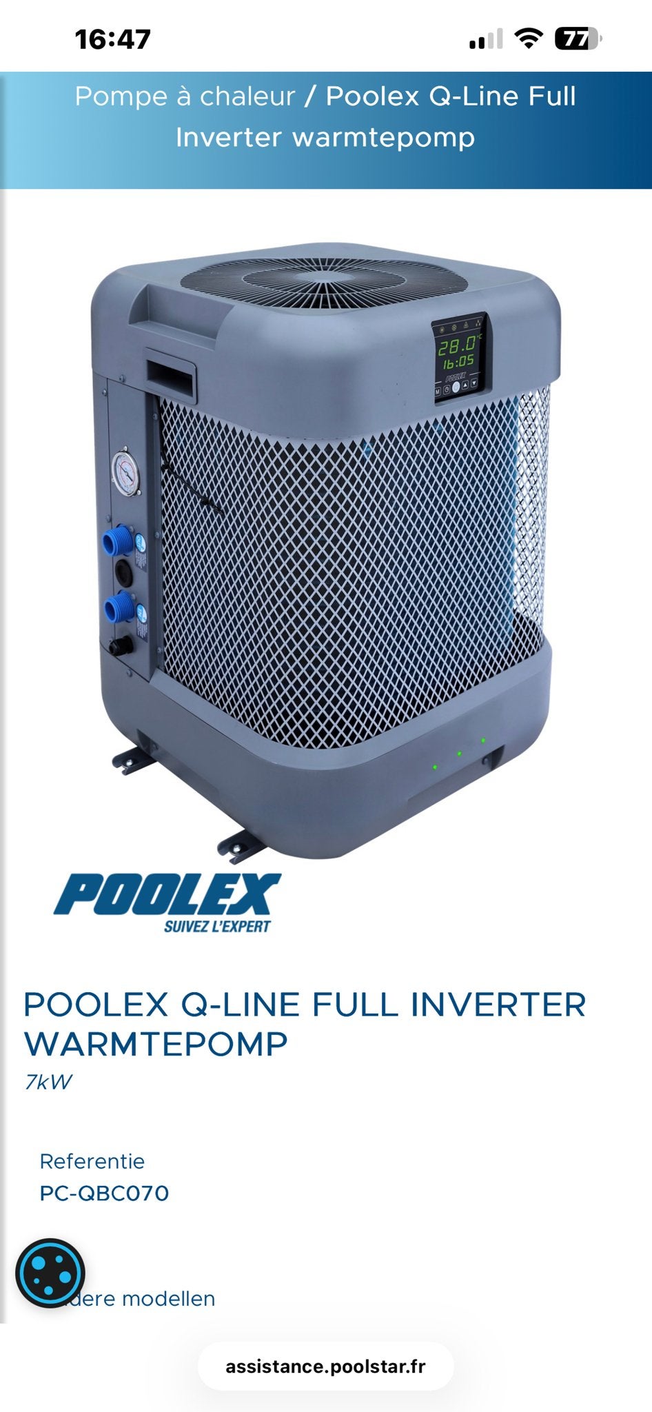 Poolex Q-Line Full Inverter Warmtepomp 7kW, Ophalen of Verzenden, Gebruikt, Verwarming
