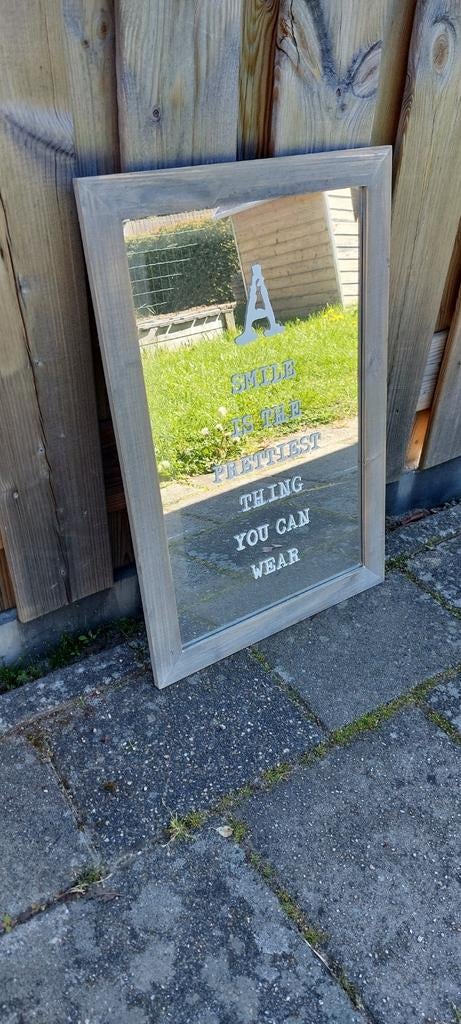Leuke spiegel met inspirerende tekst, Ophalen, Gebruikt, 100 tot 150 cm, Rechthoekig
