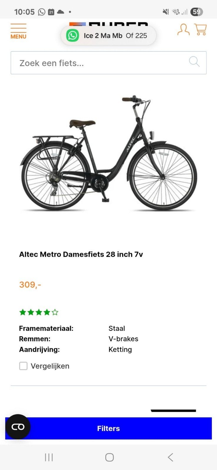 meisje/dames fiets, Minder dan 47 cm, Ophalen, Zo goed als nieuw