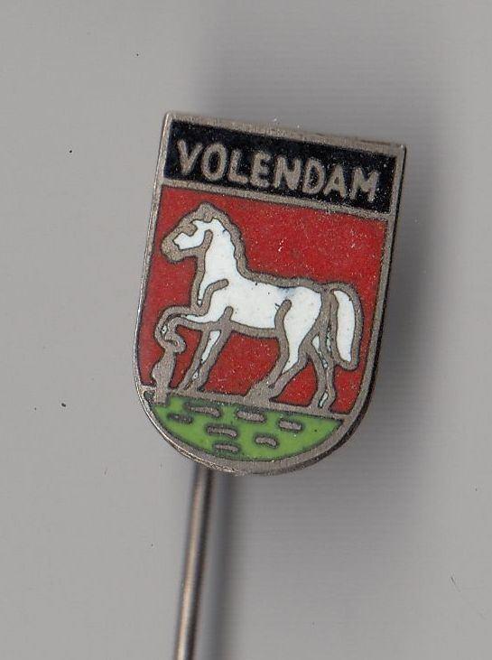Volendam emaille stadwapen speldje, Verzamelen, Speldjes, Pins en Buttons, Gebruikt, Niet vindbaar, Niet vindbaar, Speldje of Pin