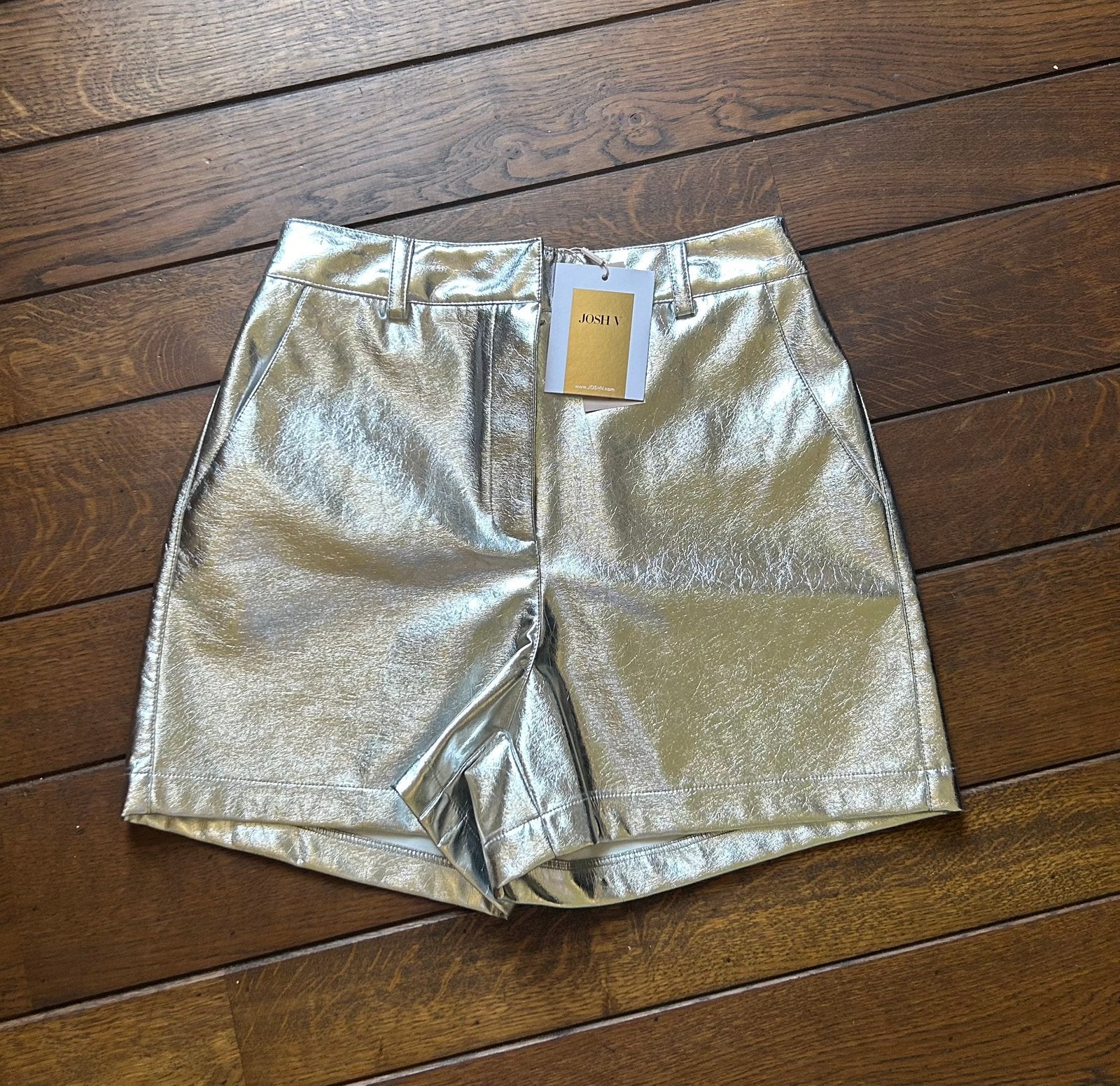 Niew Zilver Metallic JoshV, Josh V leren short, broekje S., Kort, Verzenden, Nieuw, Maat 36 (S)