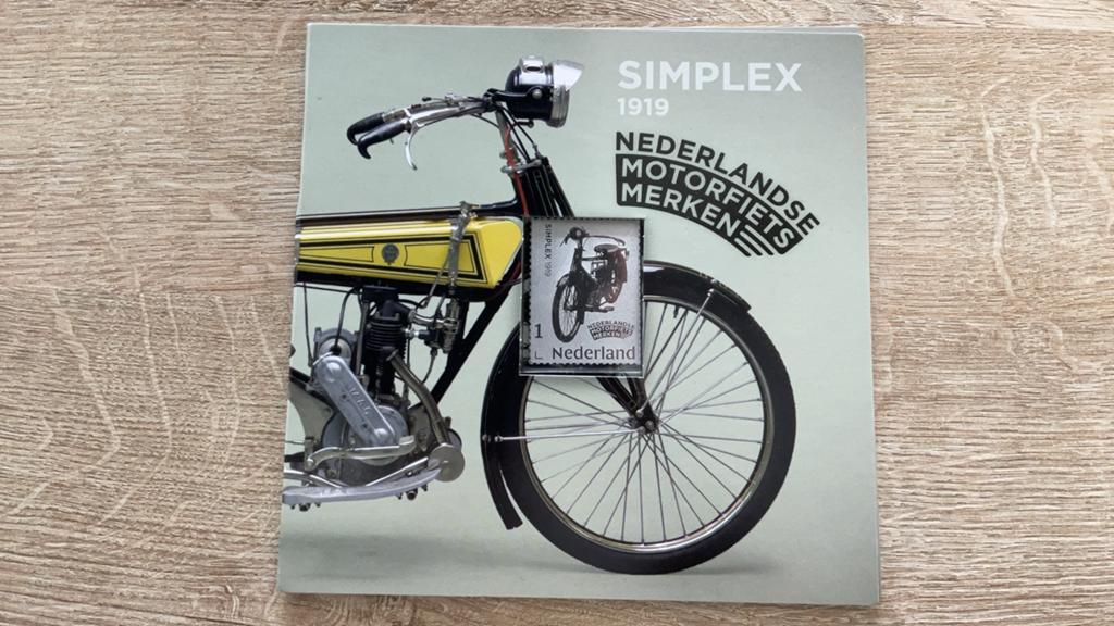 Zilveren postzegel nederlandse motorfietsmerken simplex 1919, Ophalen of Verzenden, Na 1940, Postfris
