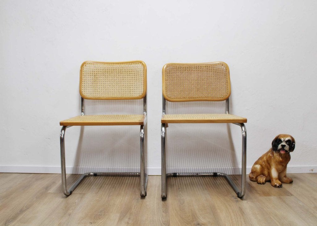 2 vintage stoelen, Cesca - Marcel Breuer? Retro design stoel, Twee, O, Bruin, O