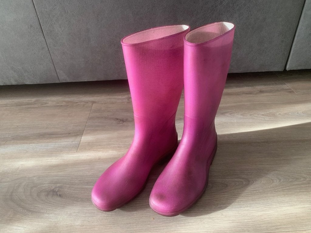 Roze/paarse regenlaarzen maat 36, Ophalen, Gebruikt, Meisje, Laarzen