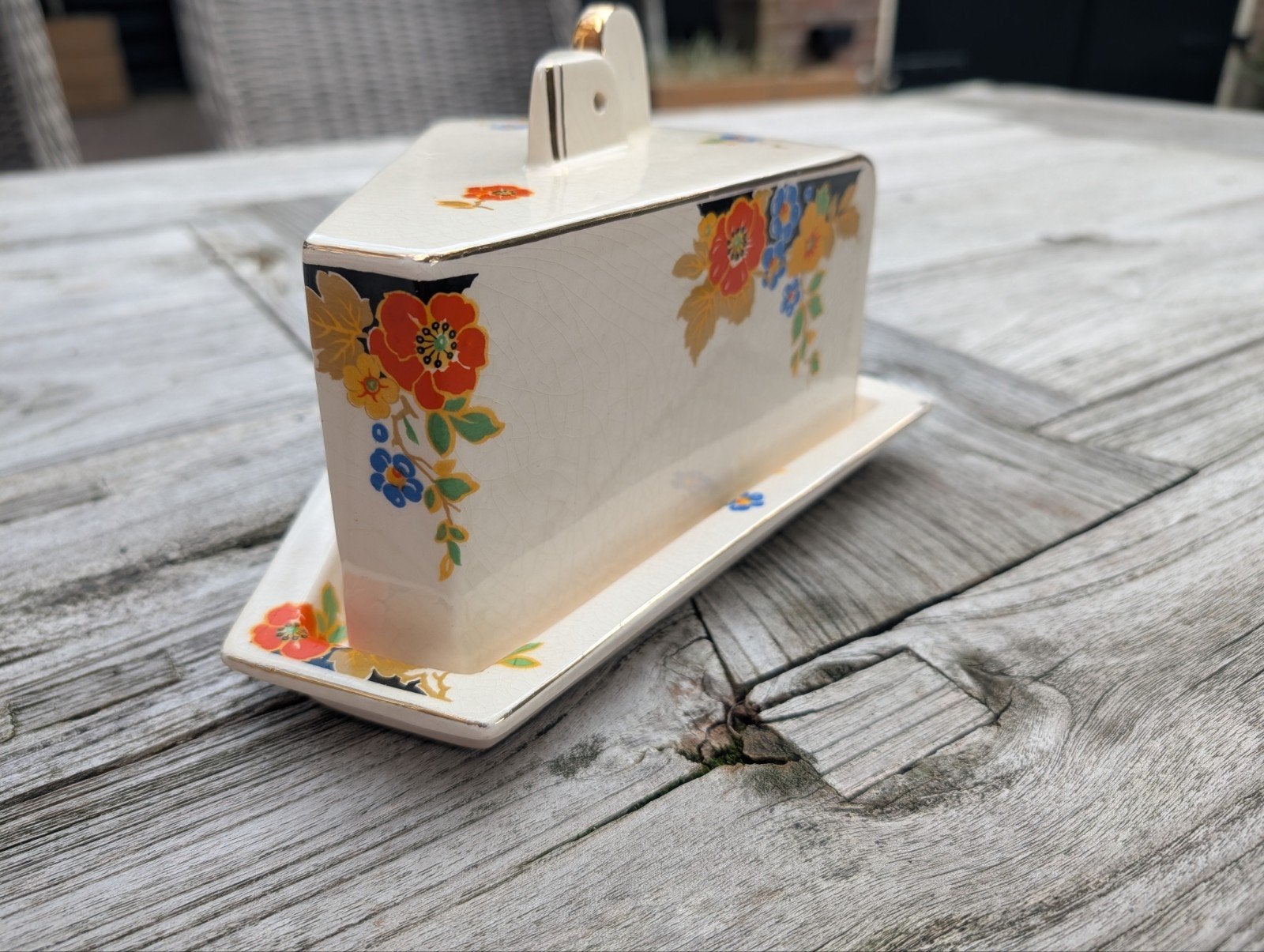 Vintage Mosa Maastricht Plateel Kaasstolp met Bloemmotief, Ophalen of Verzenden