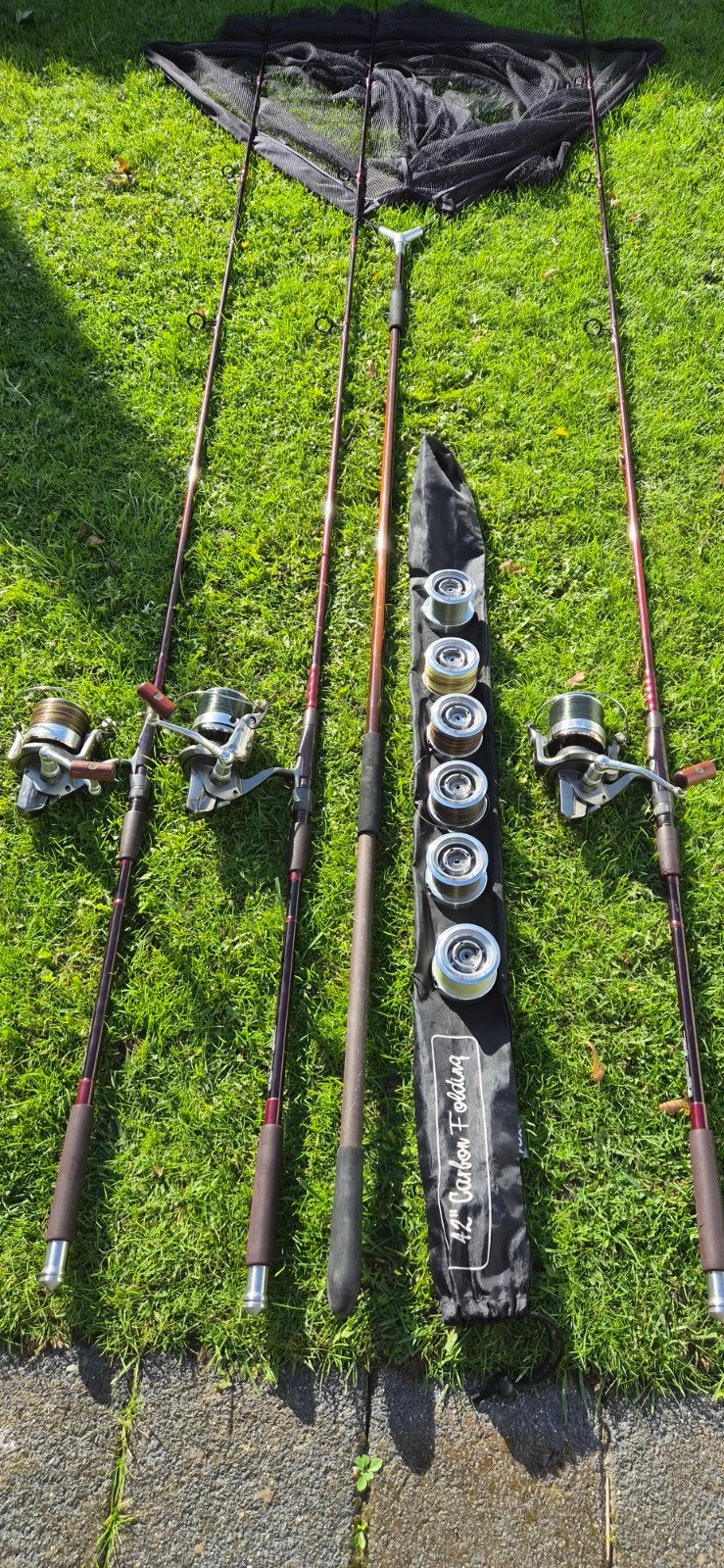 Fox hengels met Shimano molens en extra spoelen, Ophalen, Gebruikt, Complete hengel