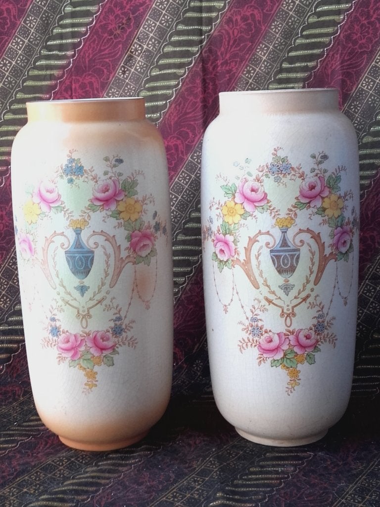 Mooi stel antieke vazen uit Engeland van porselein 32 cm., Antiek en Kunst, Ophalen of Verzenden