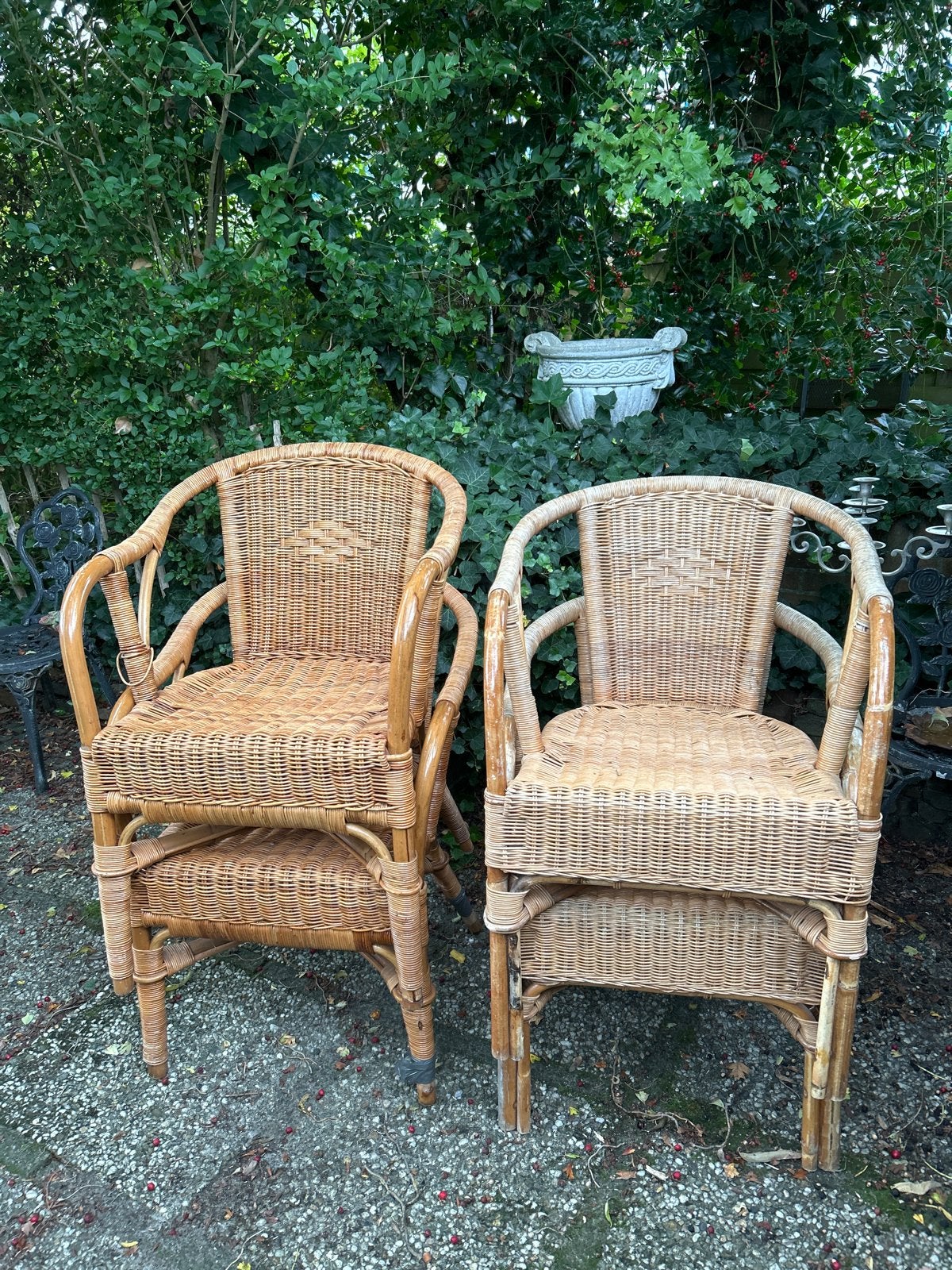 Set van 4 vintage rotan stoelen, Ophalen