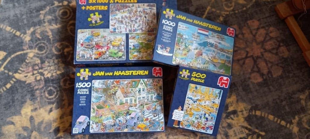 3 legpuzzels Jan van Haasteren, Hobby en Vrije tijd, Denksport en Puzzels, Ophalen, 500 t/m 1500 stukjes, Gebruikt