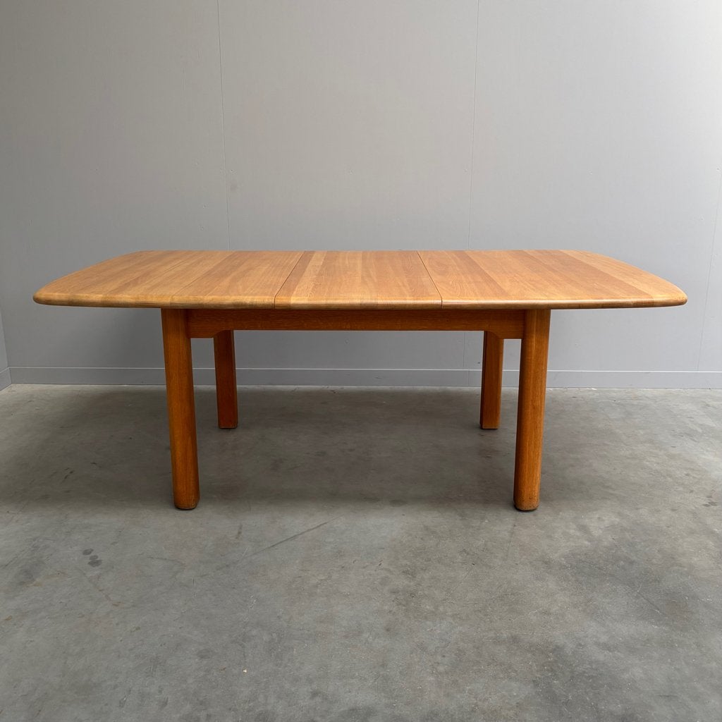 XL Vintage eettafel Scandinavisch design eik jaren 60 70 80, Ophalen, 100 tot 150 cm, Eikenhout, 200 cm of meer