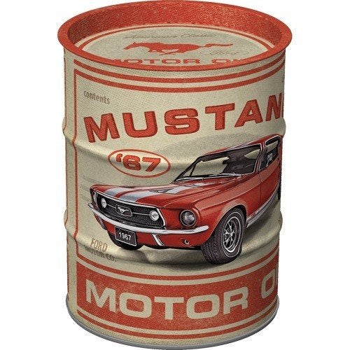 Ford Mustang GTE 1967 oil barrel reclame spaarpot van metaal, Ophalen of Verzenden, Nieuw, Auto's