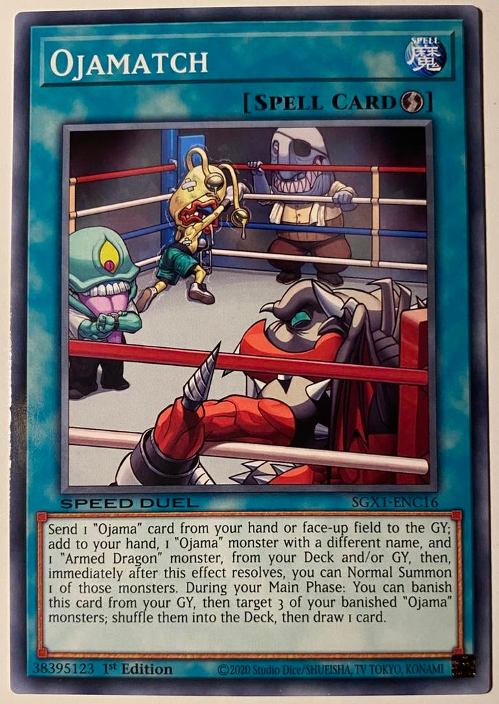 Yu-Gi-Oh! Ojamatch SGX1 1st Edition !, Ophalen of Verzenden, Zo goed als nieuw, Losse kaart