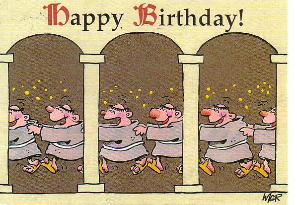 Ansichtkaart	Monikken	Happy Birthday, Verzenden, 1980 tot heden, Gelopen, Overige thema's