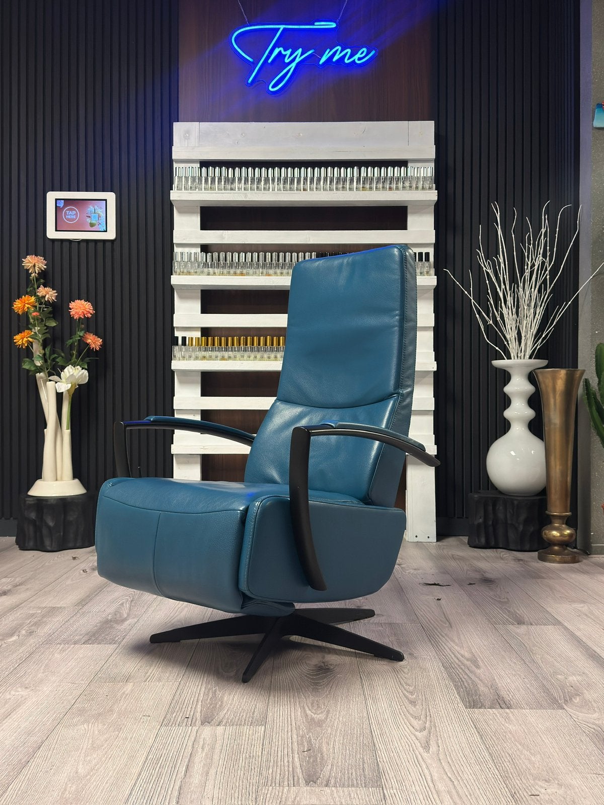 Relax Fauteuil Gealuxe Echt Leder! Nieuwstaat, Huis en Inrichting, Ophalen of Verzenden, Zo goed als nieuw, 75 tot 100 cm, 50 tot 75 cm
