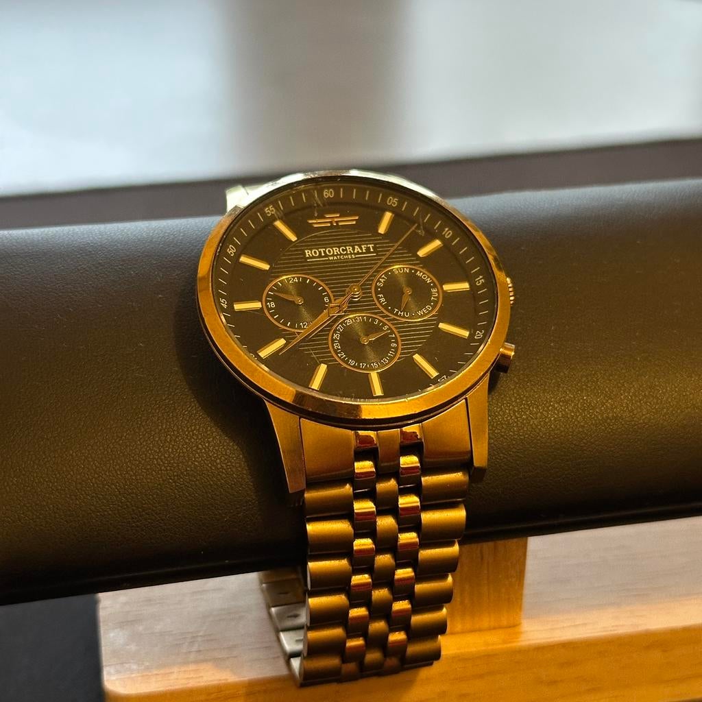 Horloge Heren, Brons met Zwart Rotorcraft, Amsterdam RC1608, Overige merken, Staal, Gebruikt, Staal