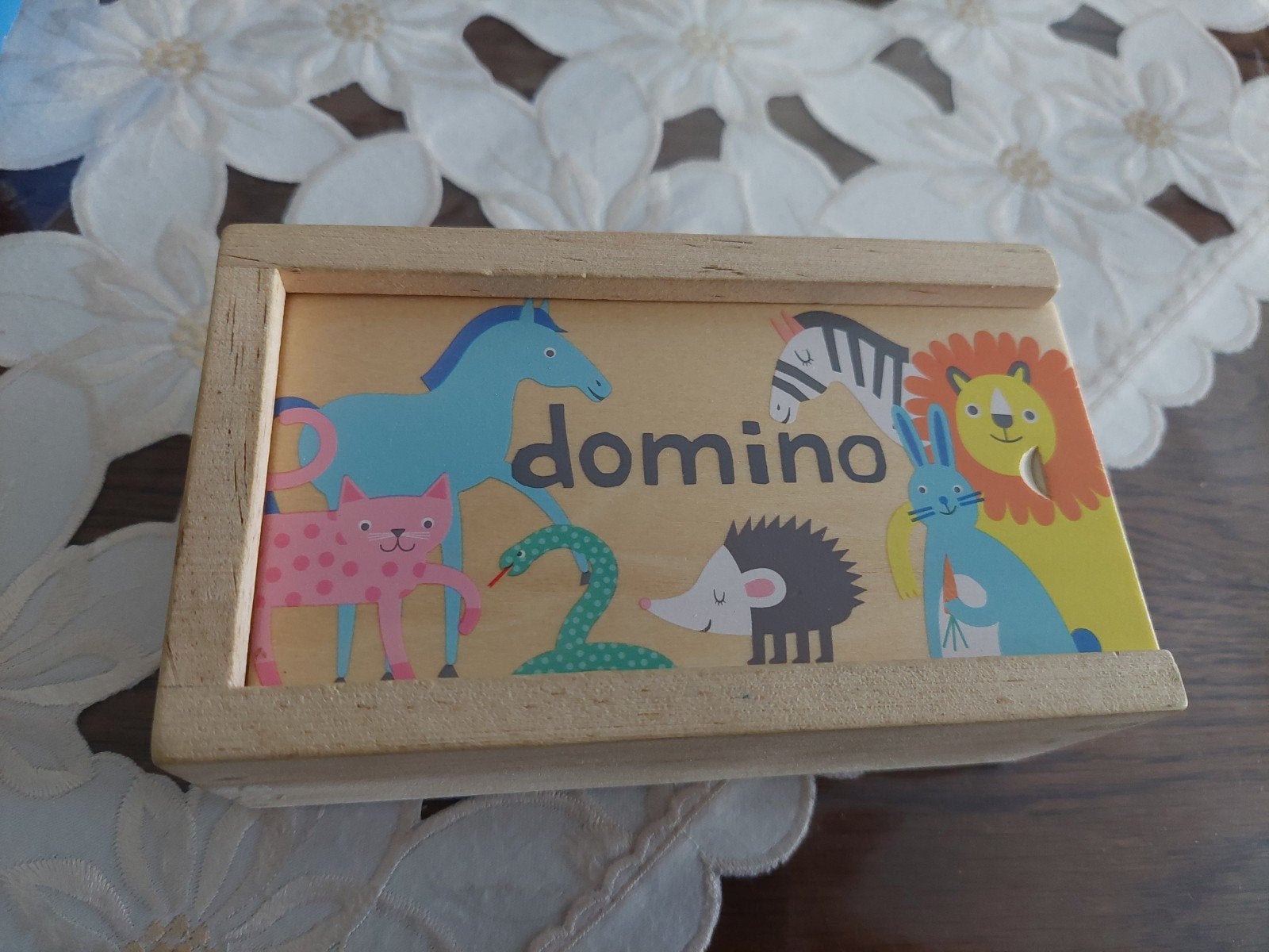 Houten Domino Stenen Met Dieren. Compleet., Ophalen of Verzenden, Zo goed als nieuw, Overige typen