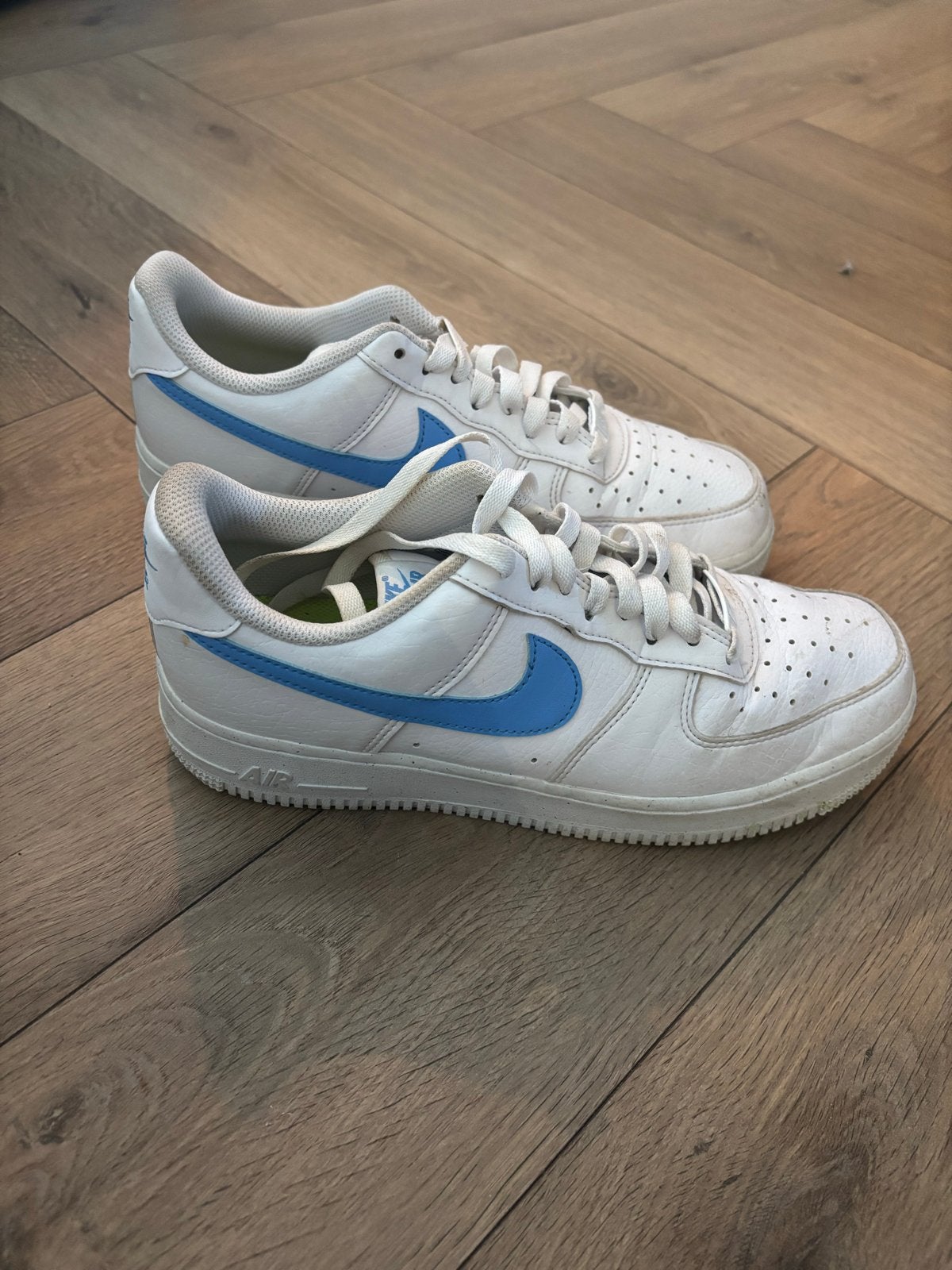 Nike Air Force 1 Low Wit Blauw - Maat 40, Wit, Ophalen of Verzenden, Sneakers of Gympen, Gedragen