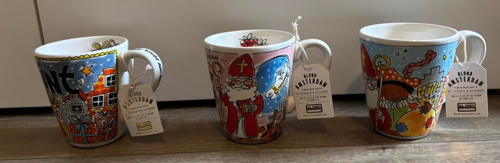 NIEUW  Blond Amsterdam  Sinterklaas bekers, Huis en Inrichting, Keuken | Servies, Nieuw, Blond Amsterdam, Aardewerk, Ophalen of Verzenden