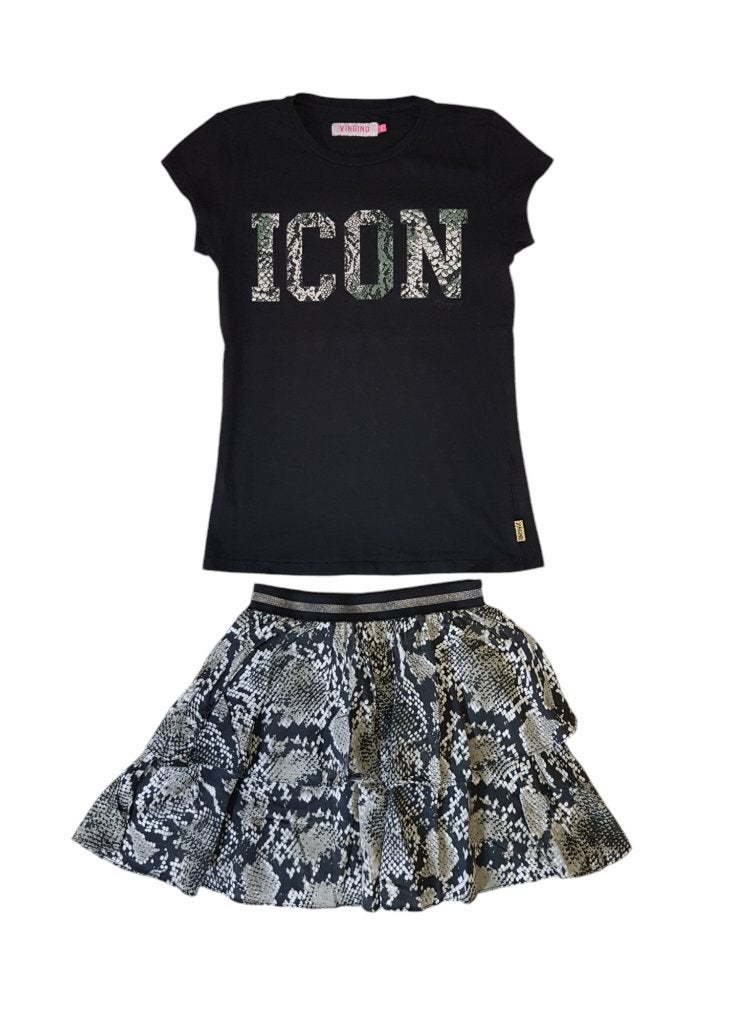 Geweldig VINGINO setje shirt met rok maat 12/152., Kinderen en Baby's, Kinderkleding | Maat 152, Zo goed als nieuw, Setje, Vingino