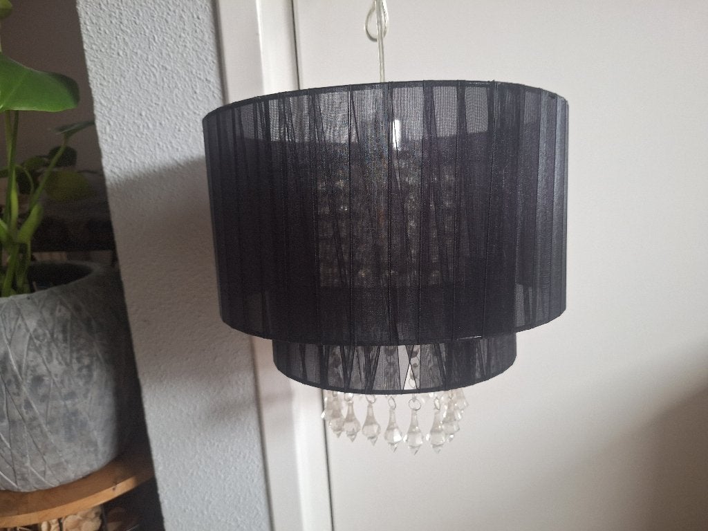 Zwarte hanglamp, Huis en Inrichting, Ophalen of Verzenden, Zo goed als nieuw, Textiel