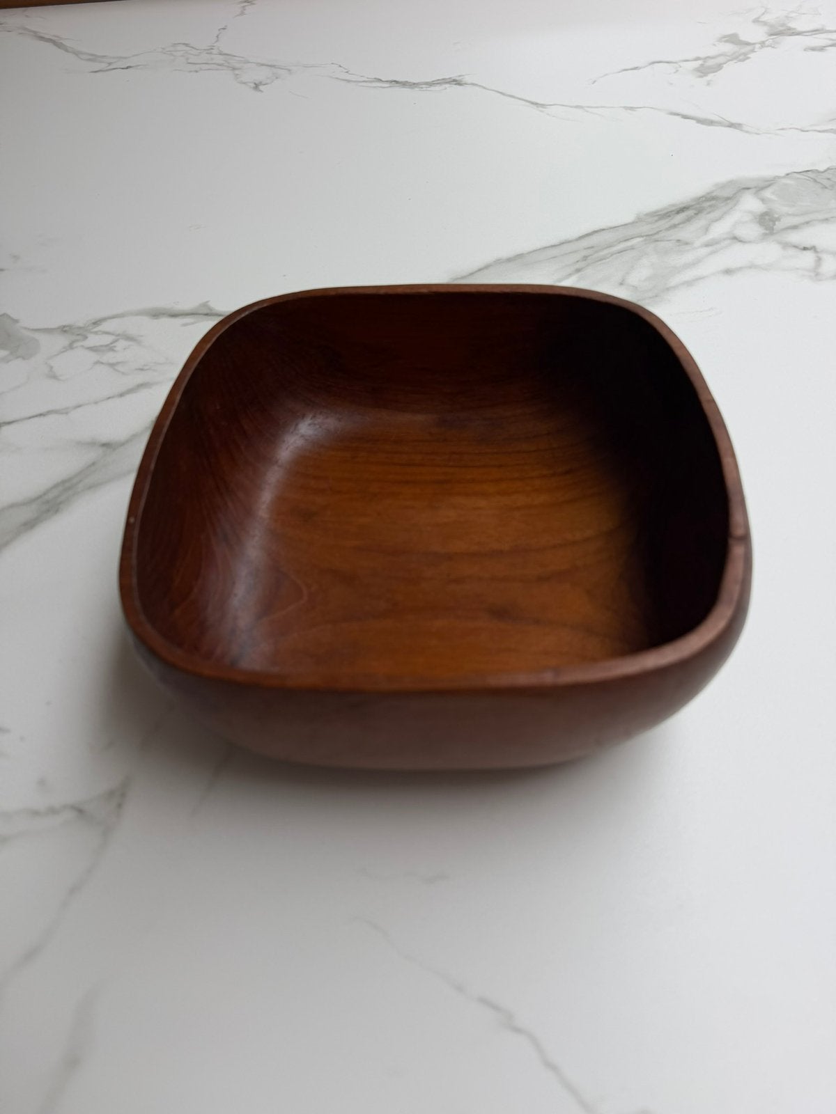 VINTAGE teak houten schaal 20x20 cm, Huis en Inrichting, Woonaccessoires | Schalen en Manden, Ophalen of Verzenden, Zo goed als nieuw