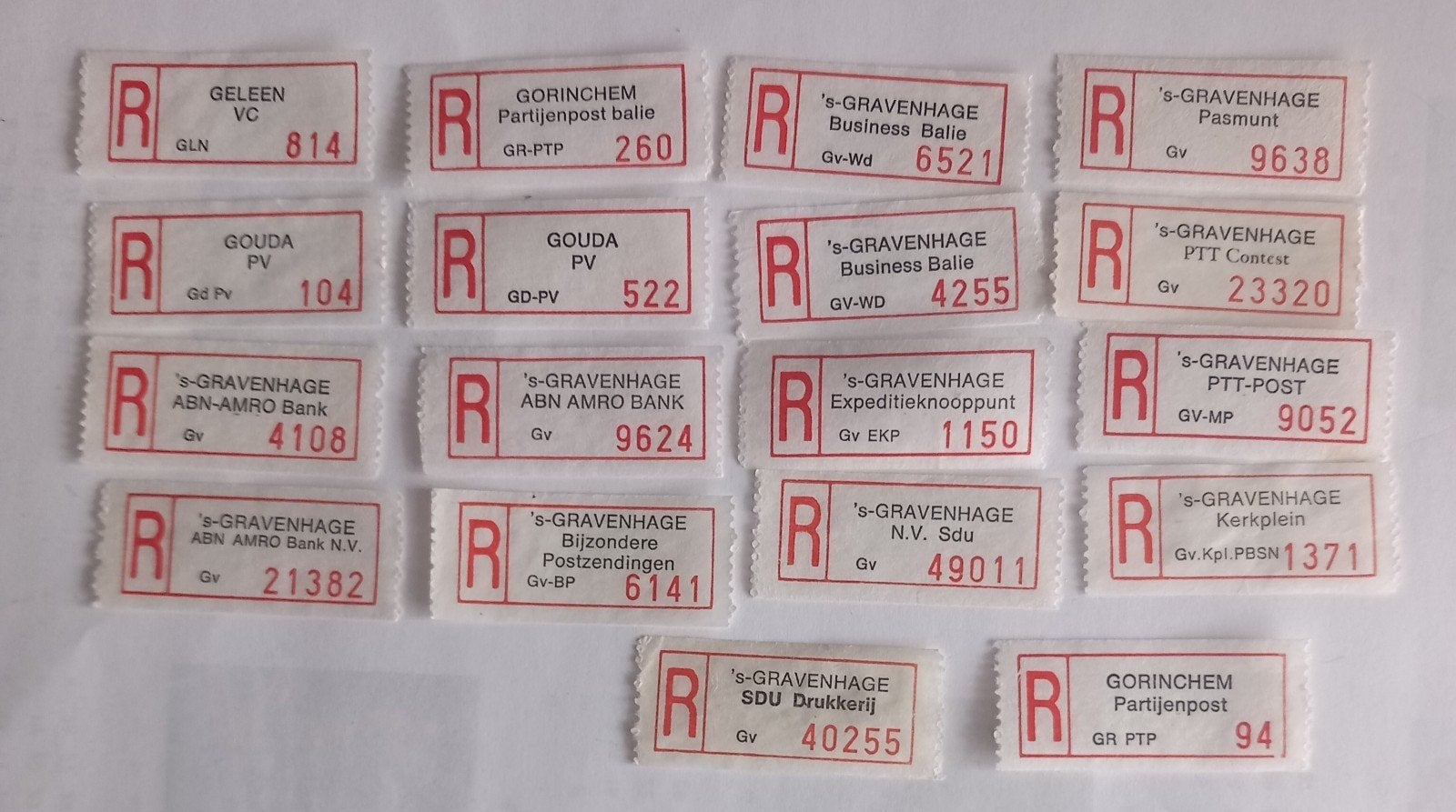 Aantekenstrookjes Bedrijfsnaam g, Postzegels en Munten, Postzegels | Nederland, Ophalen of Verzenden