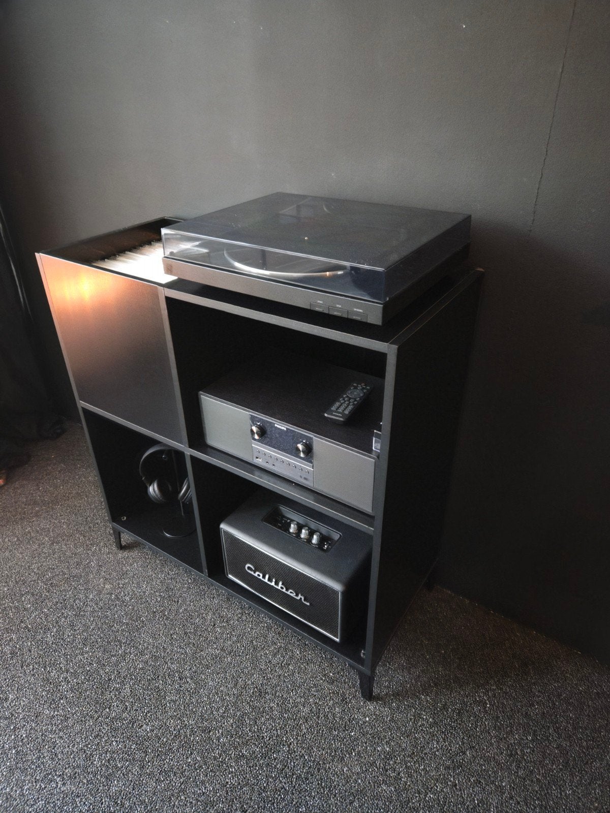 Kastje voor platenspeler en LP's - Zwart design, Ophalen