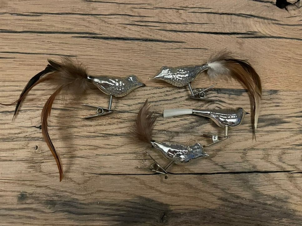 4 vintage glazen vogels kerst, Diversen, Ophalen, Zo goed als nieuw