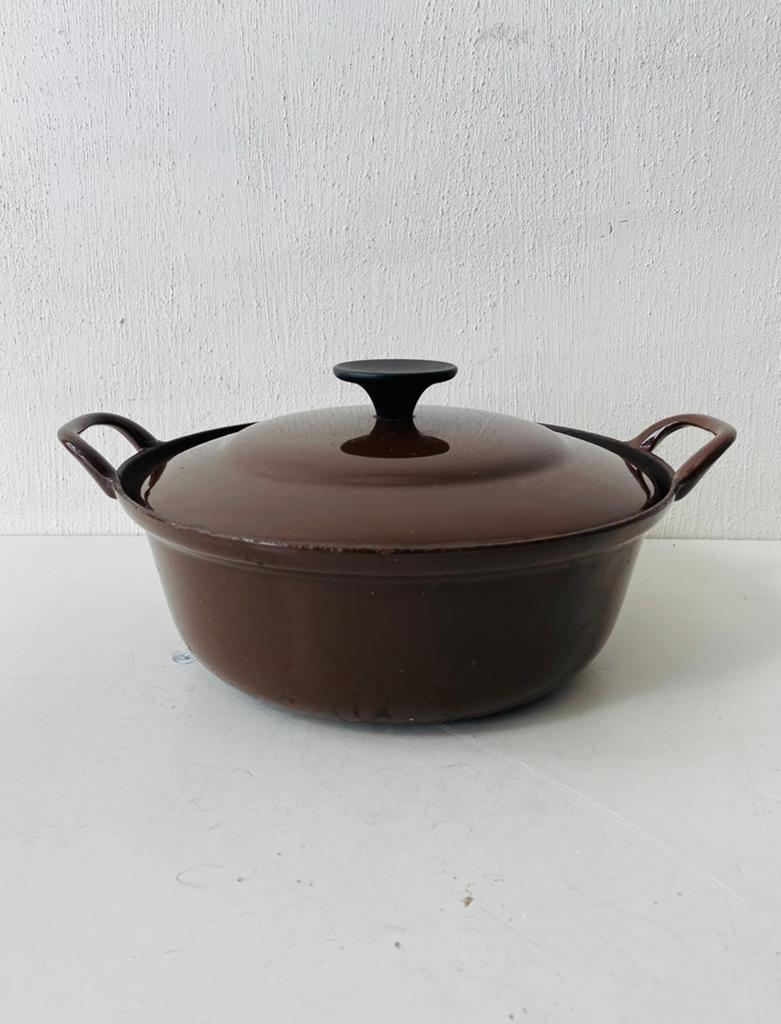Le Creuset gietijzeren braadpan / pan met deksel , 24 cm, Gebruikt, Gietijzer, Frankrijk, Ophalen of Verzenden
