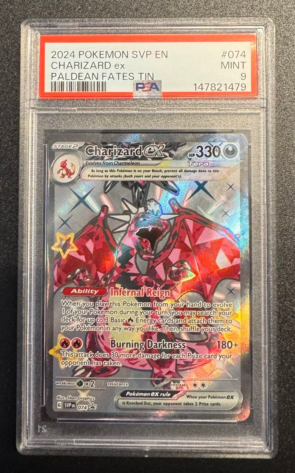 Pokemonkaart Charizard SVP 074 PSA 9, Ophalen of Verzenden, Nieuw, Losse kaart