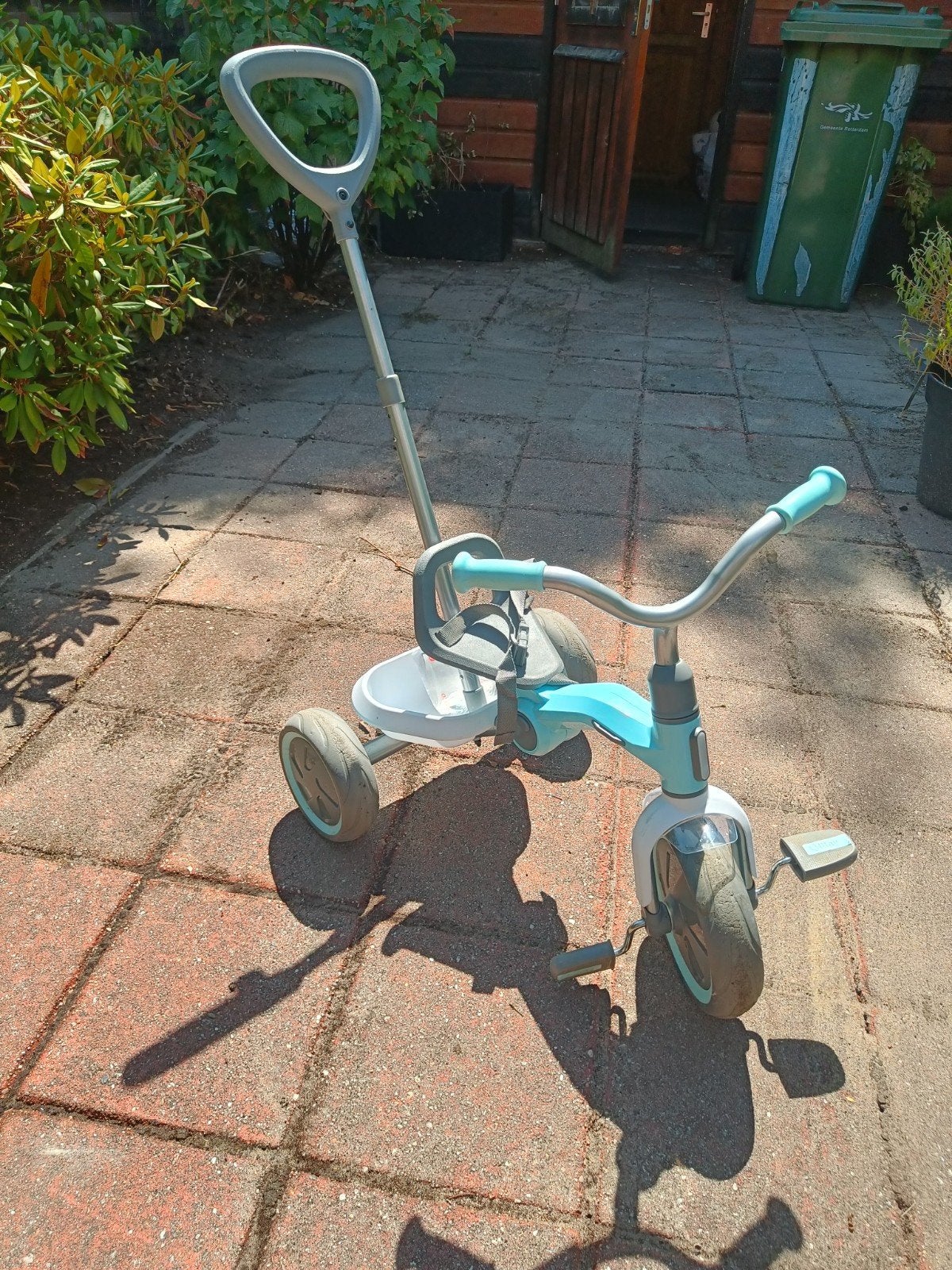 QPlay Tenco Driewieler Lichtblauw met Duwstang, Ophalen of Verzenden, Gebruikt, QPlay, Duwstang