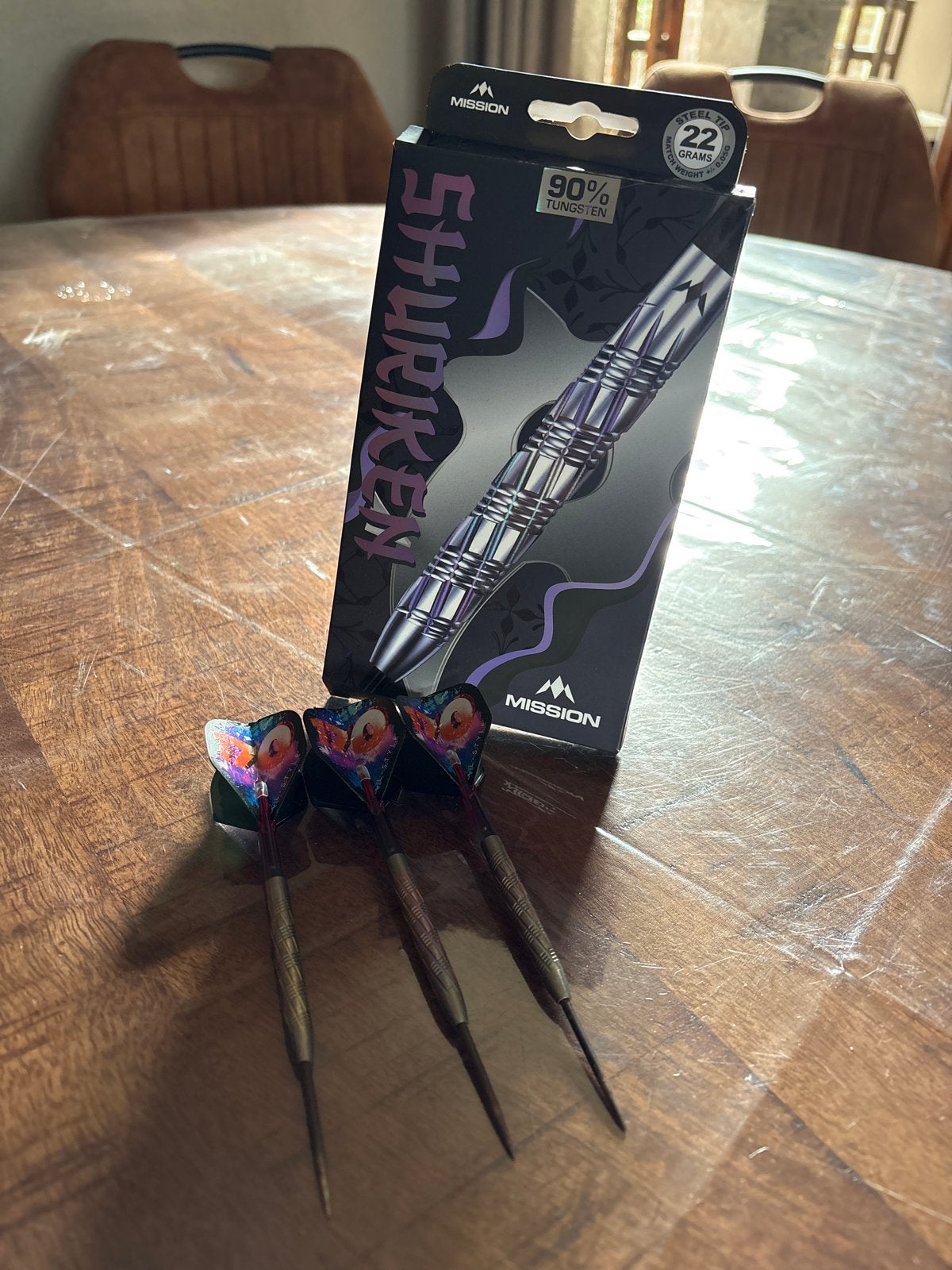 Mission Shuriken Darts - 90% Tungsten - Zo goed als nieuw, Sport en Fitness, Ophalen, Zo goed als nieuw, Pijlen