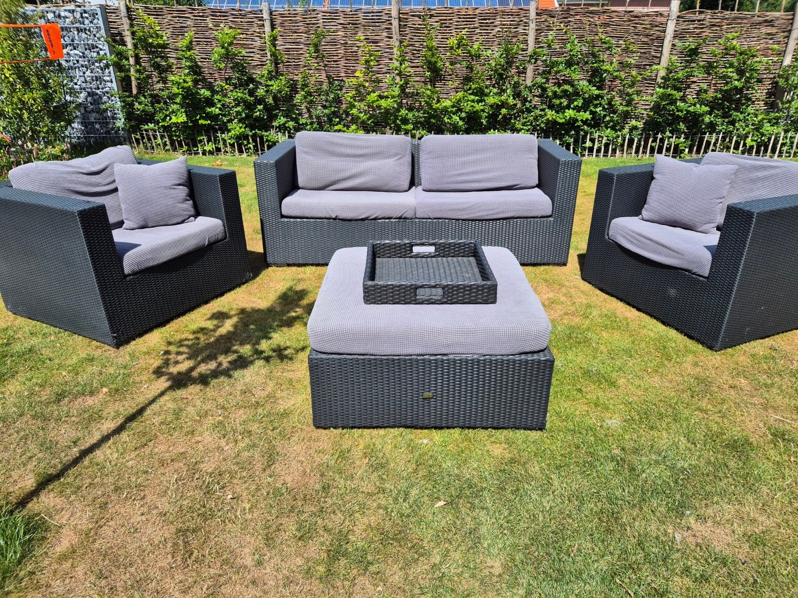 Complete Wicker Loungeset met Kussens, Ophalen, 5 zitplaatsen, Loungeset, Wicker
