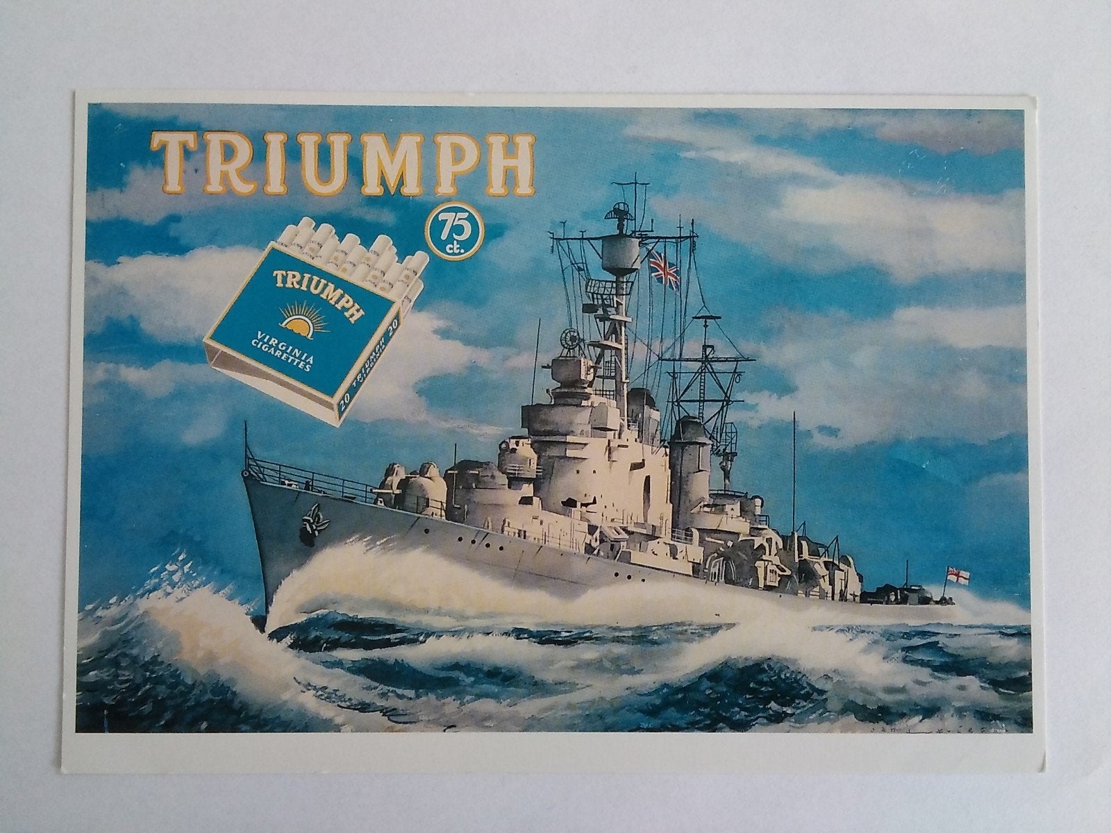Ansichtkaart Triumph Sigaretten / Marineschip, Verzenden, Zo goed als nieuw, Overige typen