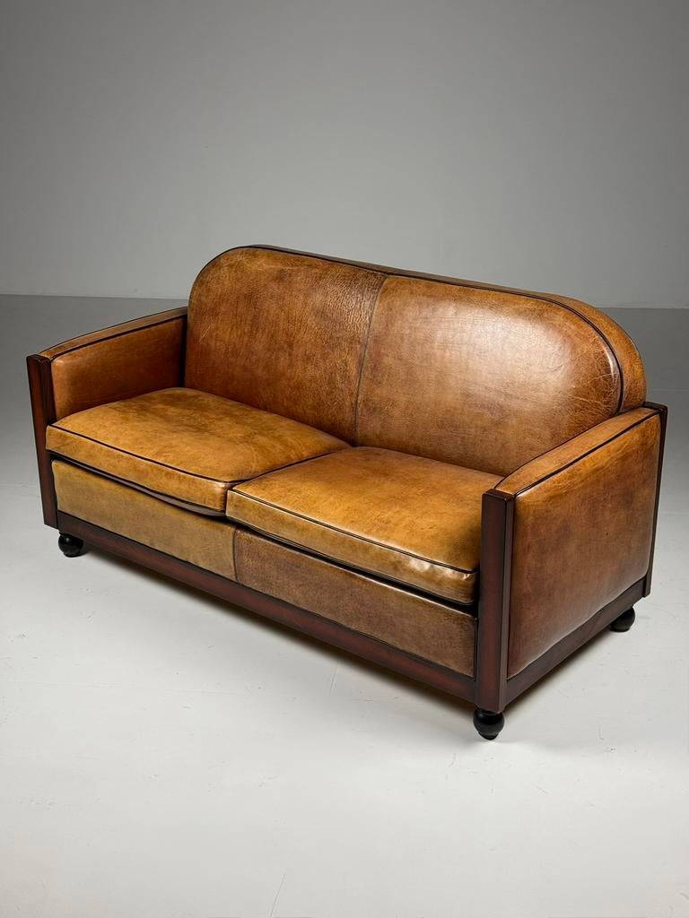 Schapenleren bank Art Deco klassiek, Ophalen