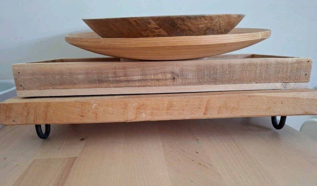 Houten schalen / decoratieplank, Ophalen, Serveerplank, Zo goed als nieuw, Overige vormen