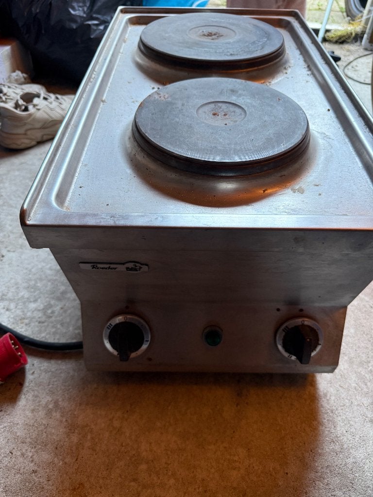 Professionele Roeder 2-pits elektrische kookplaat RVS horeca, Witgoed en Apparatuur, Kookplaten, Ophalen, Gebruikt, Vrijstaand