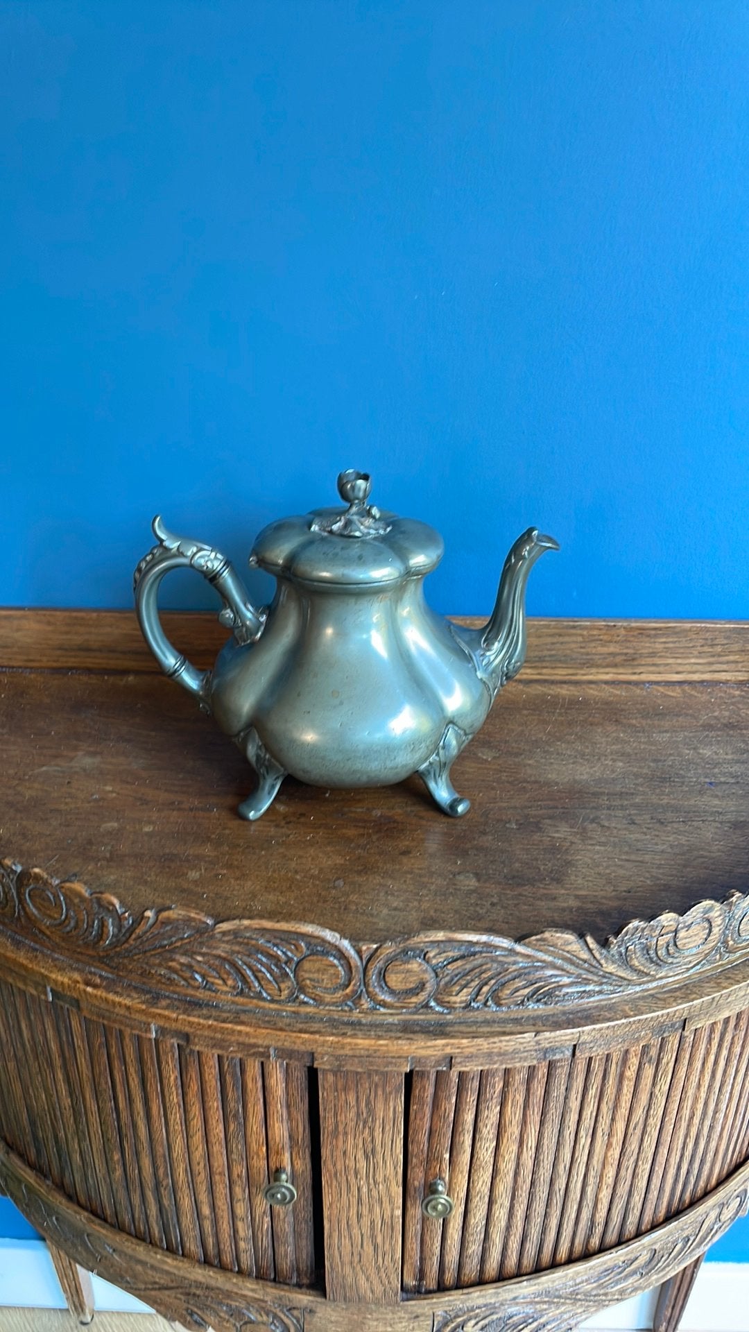 Sierlijke tinnen koffiekan, Antiek en Kunst, Ophalen of Verzenden