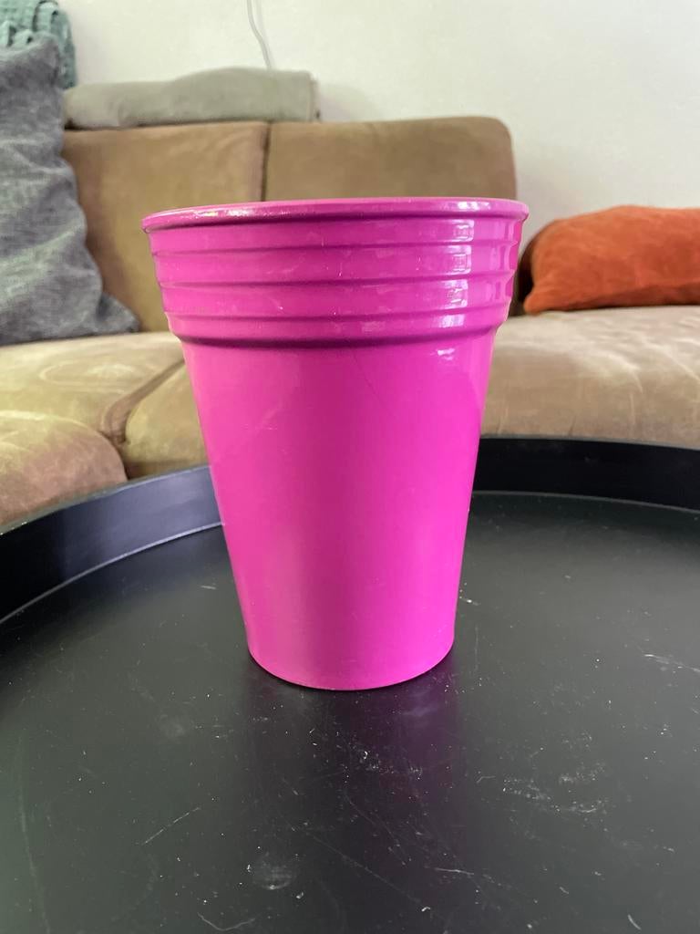Roze vaas/bloempot, Ophalen, Rond, Binnen, Zo goed als nieuw