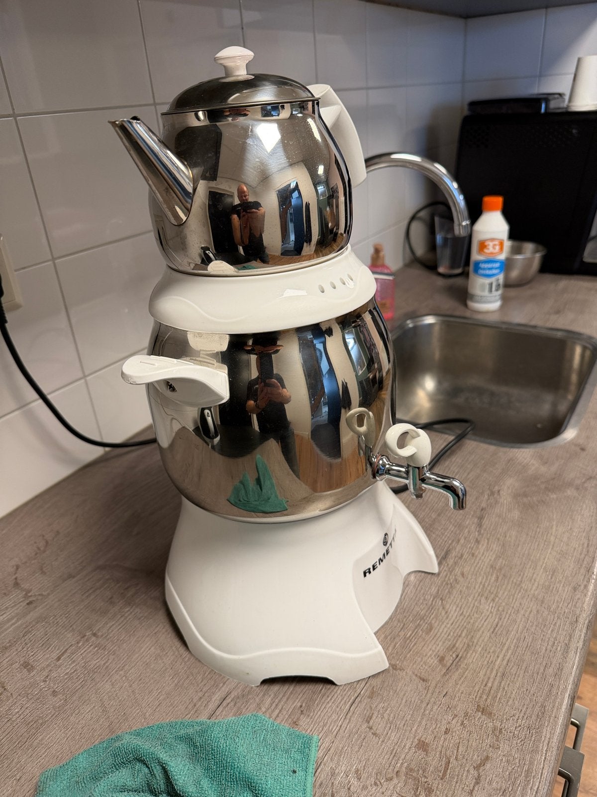 Remetta Elektrische Samovar Theemaker Waterkoker - Zo goed a, 2 liter of meer, Ophalen, Zo goed als nieuw, Rvs