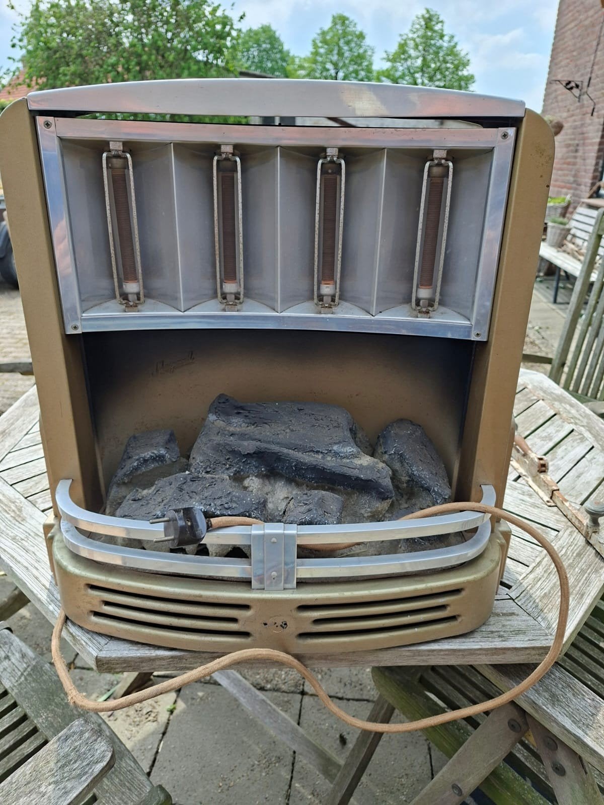 Vintage elektrische haardkachel met gloeiende kolen, Ophalen
