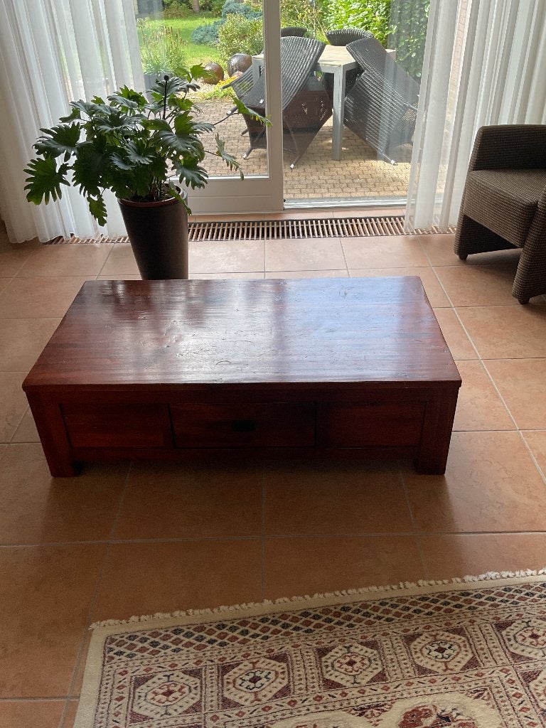 Massief Houten salontafel, Ophalen, Gebruikt, 100 tot 150 cm, 50 tot 100 cm