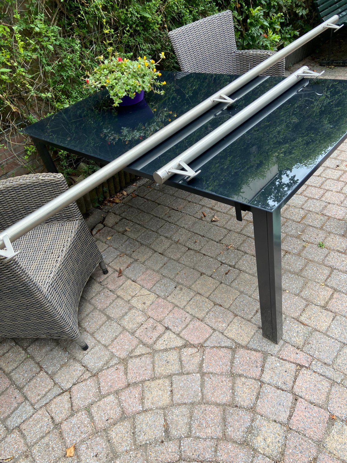 Trapleuningen RVS doorsnee 45mm, lengte 260 en 100cm., Ophalen, Zo goed als nieuw