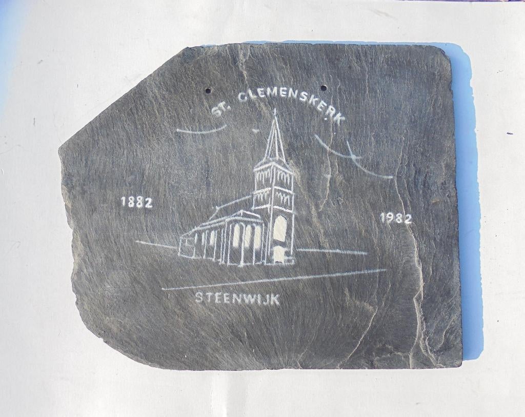 STEENWIJK gegraveerde lei: 100 jaar St Clemens Kerk 1882, Ophalen of Verzenden