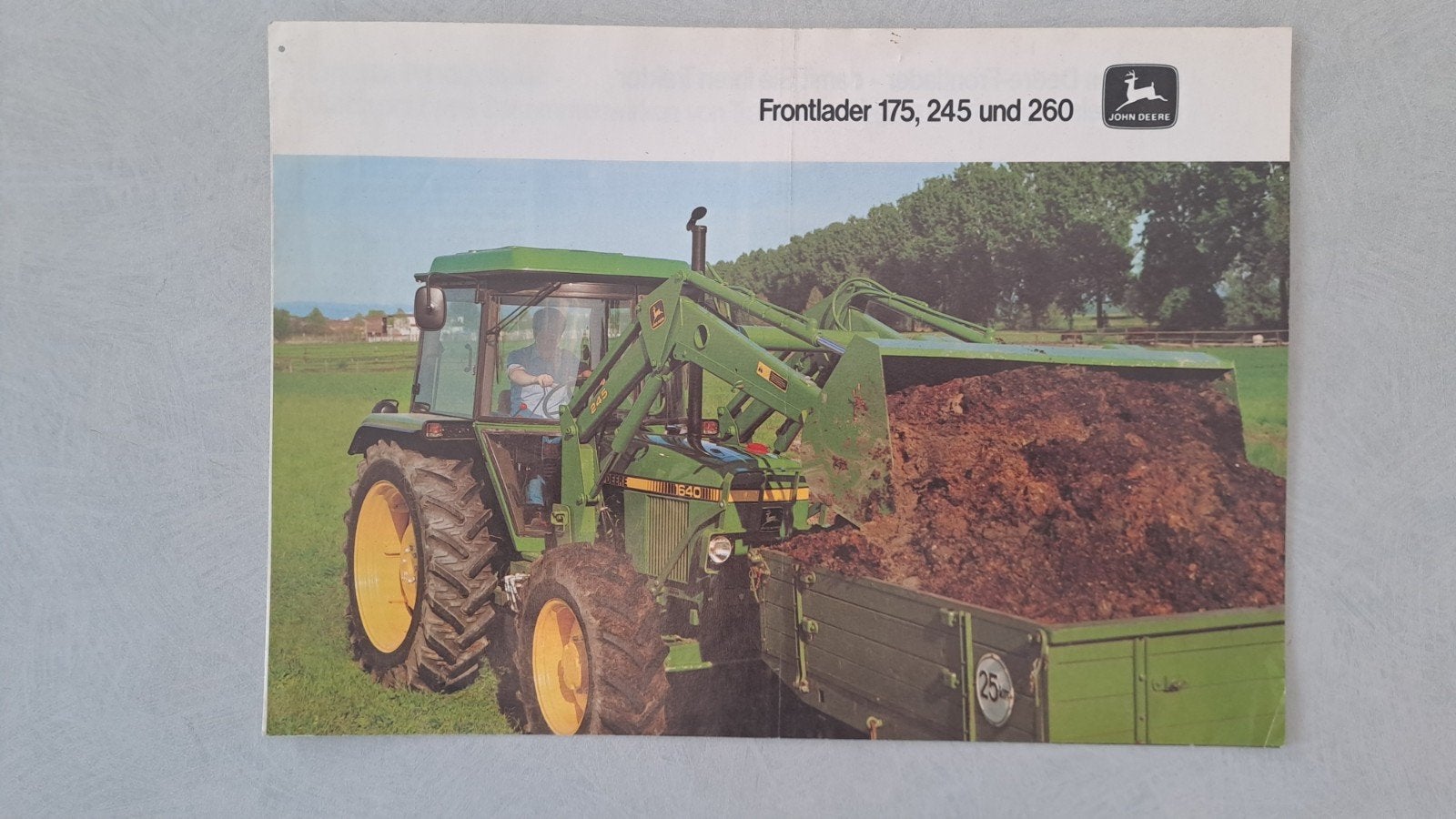 folder JOHN DEERE frontlader, voorlader type 175, 245, 260, Ophalen of Verzenden, Zo goed als nieuw, Folder